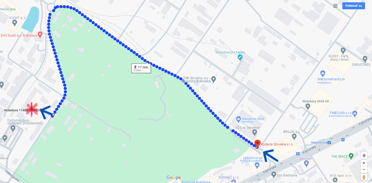 Mapka k odbernému miestu